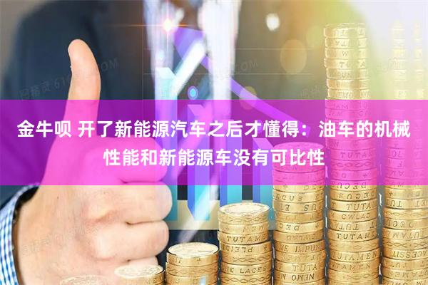金牛呗 开了新能源汽车之后才懂得：油车的机械性能和新能源车没有可比性